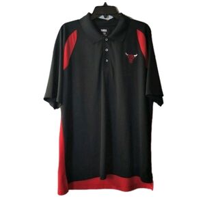 Chicago Bulls NBA Polo Shirt XL Black Red BULLS Back Fan Gear Performance